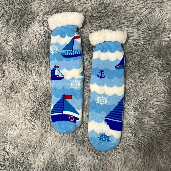 Warm Soft Fluffy Socks-Winter-Unisex- Boats, Anchor and Compass Design - Picture 3 of 4